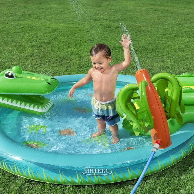 Игровой центр Crocodile Cove 224*181*72 см, с горкой и фонтаном, клапан Bestway