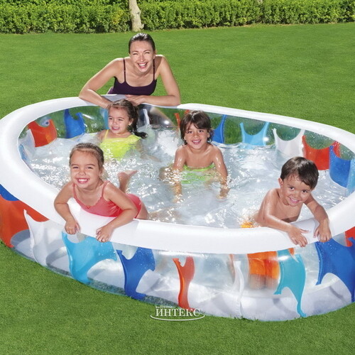 Семейный надувной бассейн Красочное Лето 229*152 см, клапан Bestway
