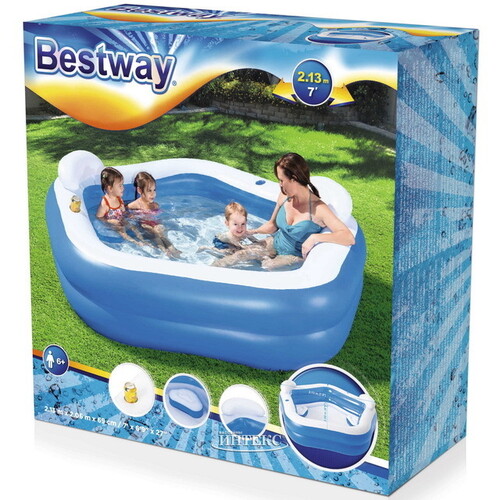 Семейный надувной бассейн Family Rest 213*206*69 см, клапан Bestway
