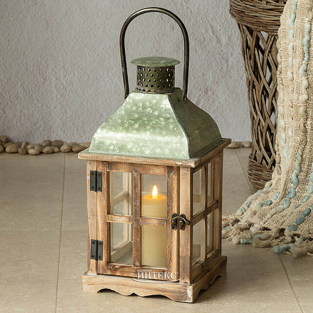 Деревянный фонарь для свечи Даннотар 39 см Kaemingk