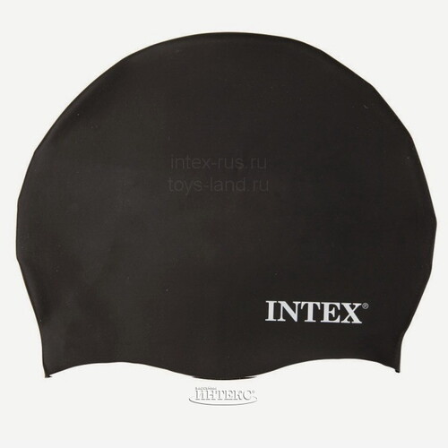Шапочка резиновая для плавания черная, 8+ INTEX