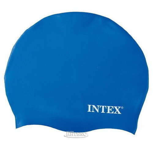 Шапочка резиновая для плавания синяя, 8+ INTEX
