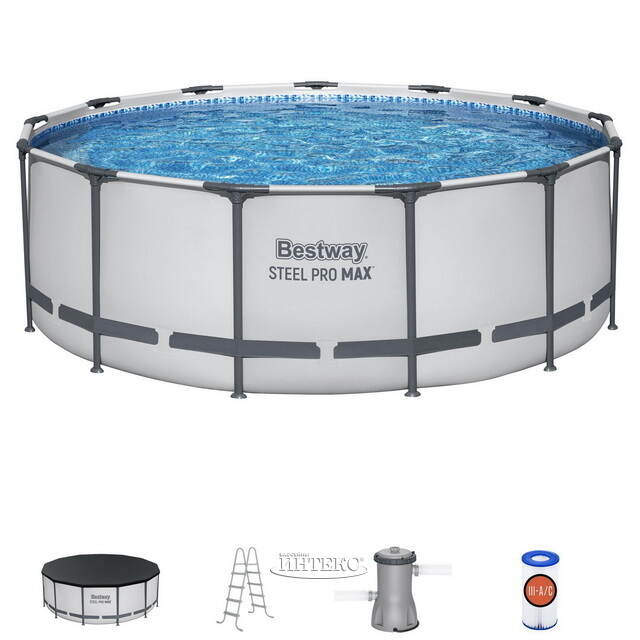 Круглый каркасный бассейн Bestway Steel Pro Max 396*122 см, фильтр-насос, аксессуары Bestway