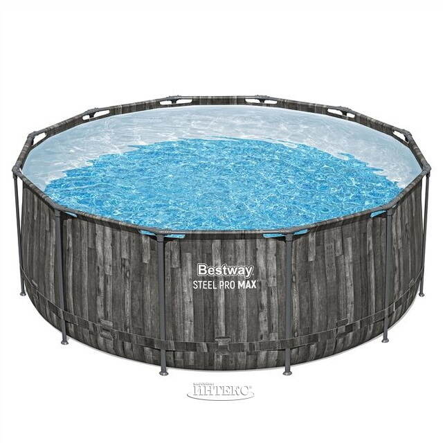Каркасный бассейн 561PZ Bestway Steel Pro Max (Бествей Стил Про Макс) - Grey Wood 366*122 см, фильтр-насос, лестница Bestway
