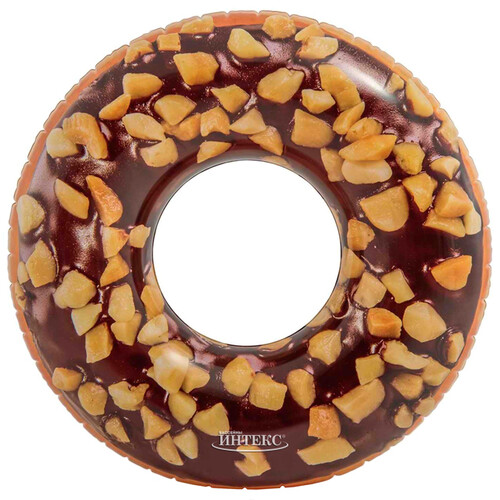 Большой надувной круг Шоколадный Пончик с орехами 99 см INTEX