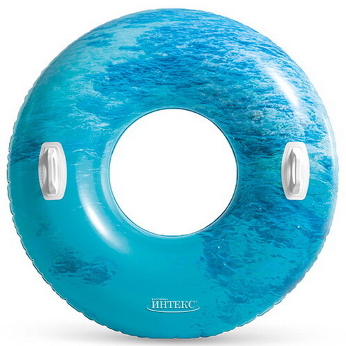 Надувной круг с ручками Волны 114 см голубой INTEX