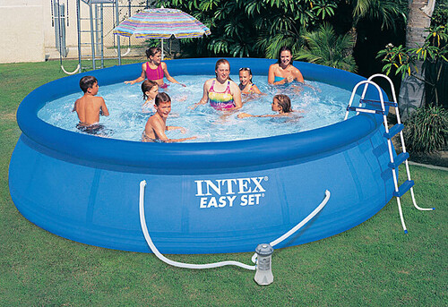 Надувной бассейн Easy Set 457*107 см, фильтр-насос, хлоргенератор комби, аксессуары INTEX