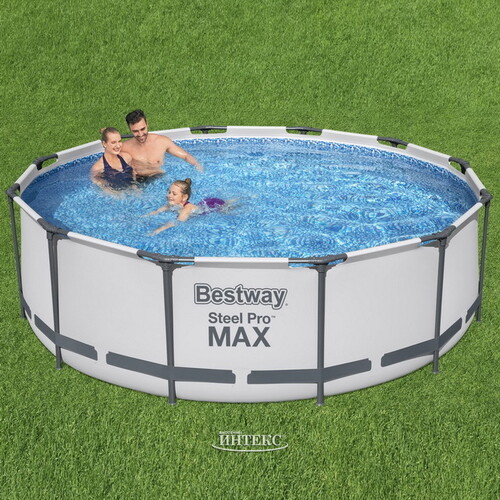 Круглый каркасный бассейн 56418 Bestway Steel Pro Max 366*100 см, фильтр-насос, лестница Bestway