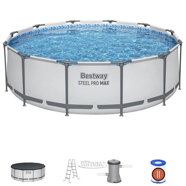 Каркасный бассейн 56420 BestWay Steel Pro Мах 366*122 см, фильтр-насос, аксессуары Bestway
