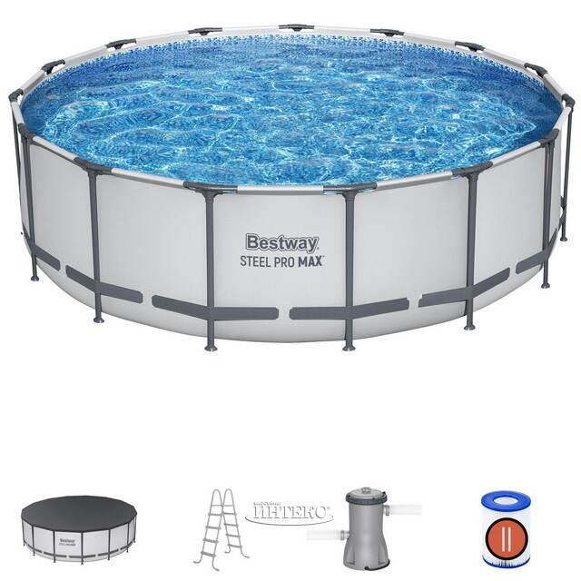 Каркасный бассейн 56438 Bestway Steel Pro Max 457*122 см, фильтр-насос, аксессуары Bestway