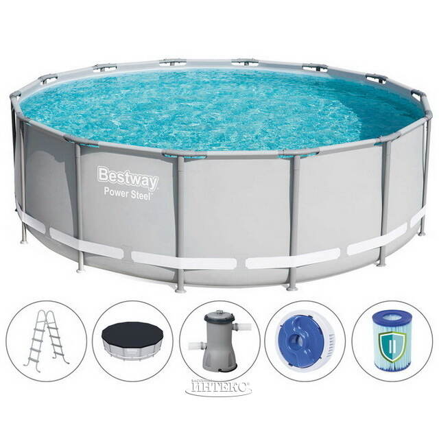 Каркасный бассейн Bestway Power Steel 427*122 см, фильтр-насос, аксессуары Bestway
