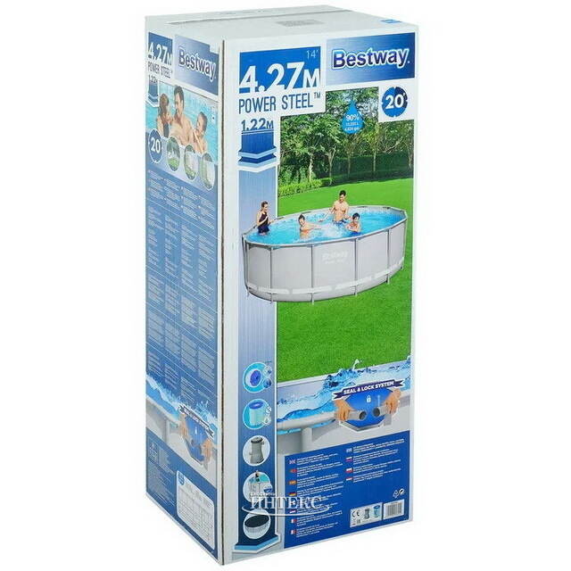 Каркасный бассейн Bestway Power Steel 427*122 см, фильтр-насос, аксессуары Bestway