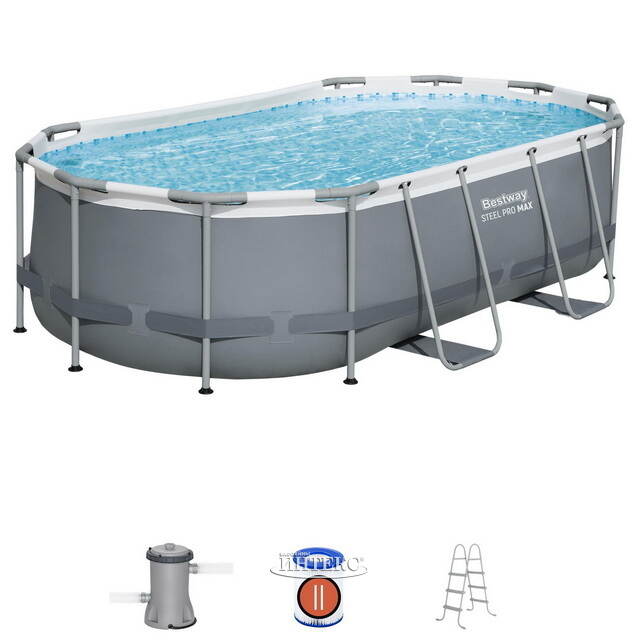 Каркасный овальный бассейн Bestway Steel Pro Max 427*250*100 см, фильтр-насос, аксессуары Bestway