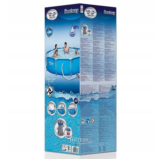 Каркасный бассейн BestWay Steel Pro (Бествей Стил Про) 305*76 см, фильтр-насос Bestway