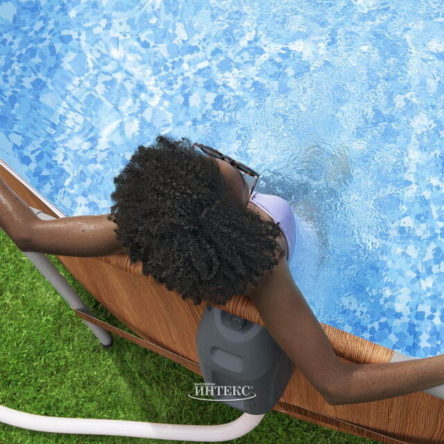 Каркасный овальный бассейн c гидромассажем Bestway Steel Pro Max (Бествей Стил Про Макс) 610*366*122 см коричневый, фильтр-насос, подсветка, аксессуары Bestway