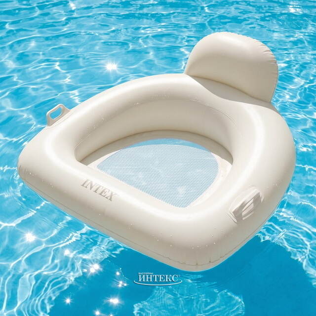 Надувное кресло для плавания с сетчатым дном 114*107 см белое INTEX (Интекс)