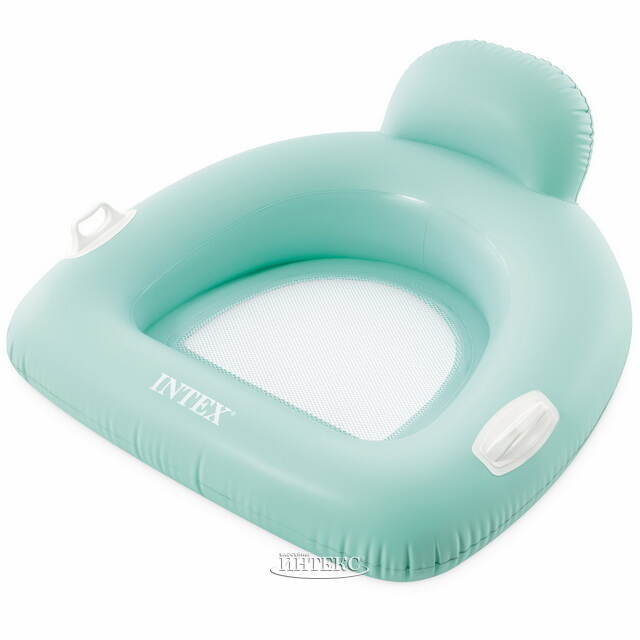 Надувное кресло для плавания с сетчатым дном 114*107 см голубое INTEX (Интекс)
