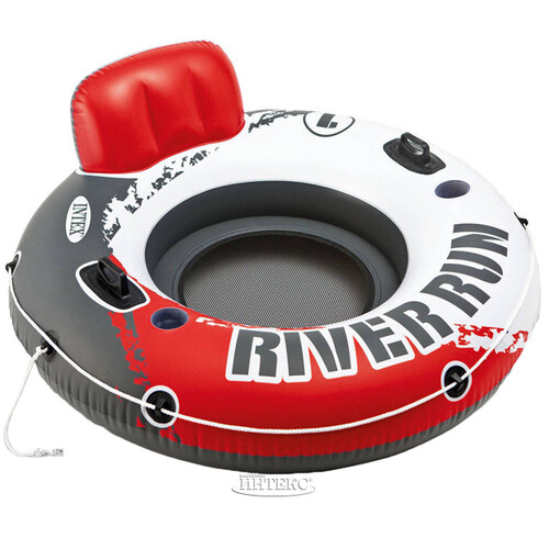 Надувной круг-кресло River Run с сетчатым дном 135 см красный INTEX