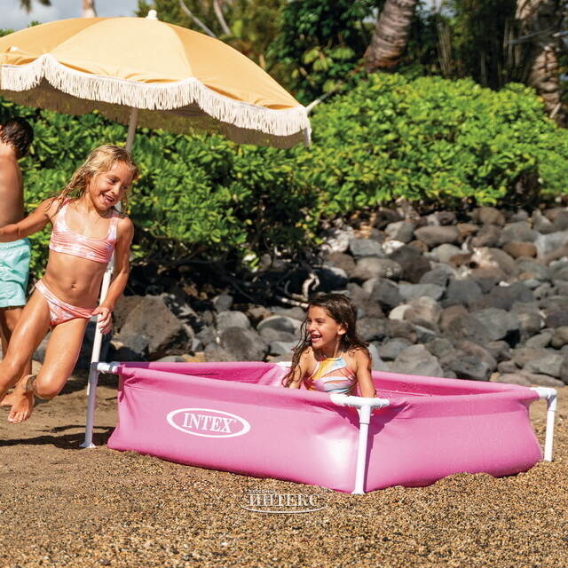 Детский каркасный бассейн Квадратный 122*30 см, розовый, клапан INTEX