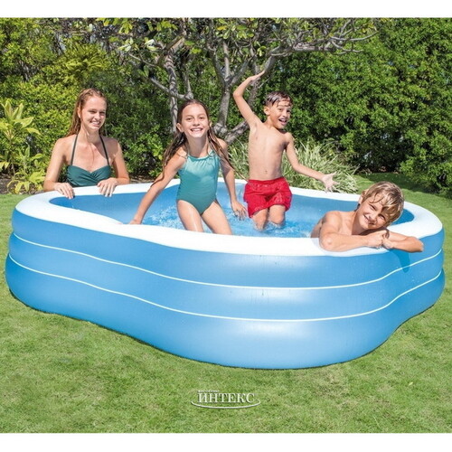 Семейный надувной бассейн Blue Lagoon 229*56 см, клапан INTEX