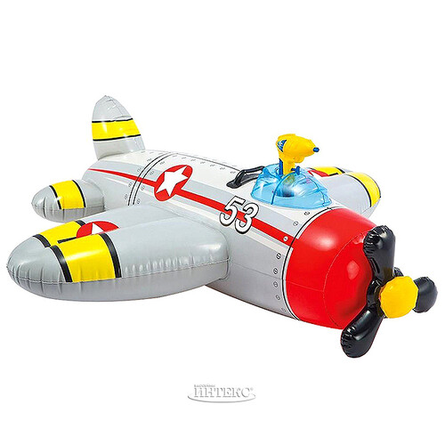 Надувная игрушка Самолет с водометом 132*130 см серый с красным INTEX