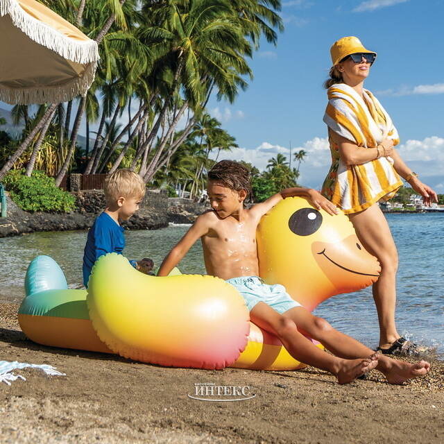 Надувная игрушка Уточка 147*147 см радужная INTEX