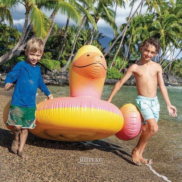 Надувная игрушка Уточка 147*147 см радужная INTEX