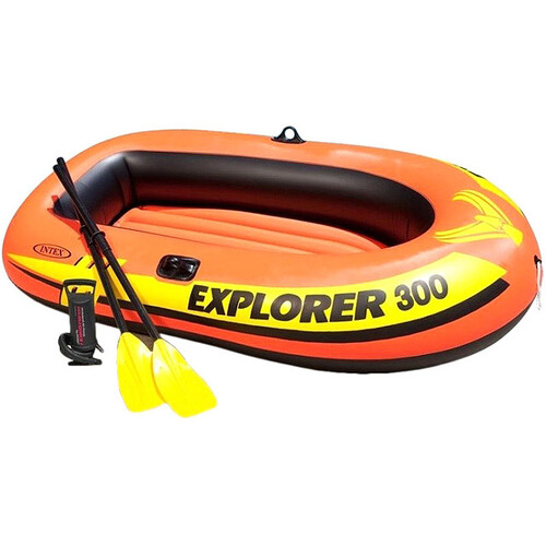 Надувная лодка Explorer-300-Set трехместная 211*117*41 см + насос и весла INTEX