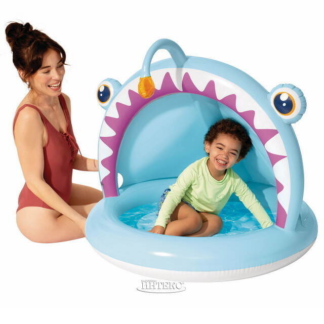 Детский бассейн с навесом Рыбка 127*102 см, надувное дно INTEX