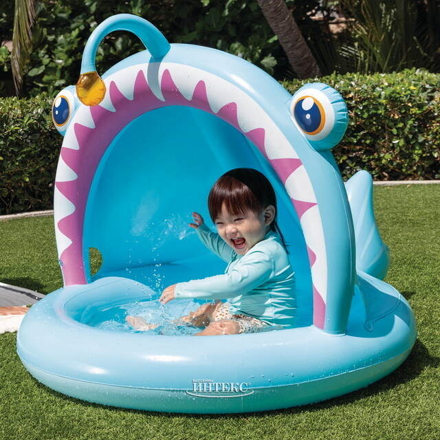 Детский бассейн с навесом Рыбка 127*102 см, надувное дно INTEX