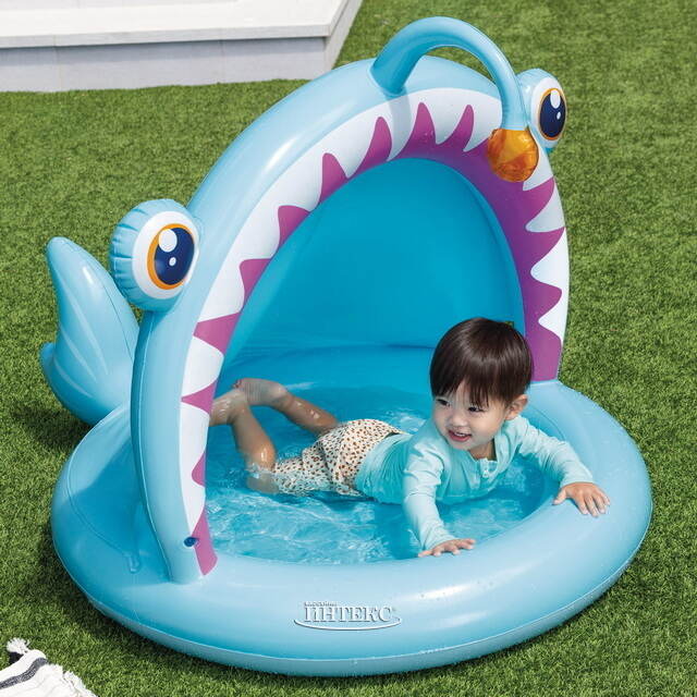 Детский бассейн с навесом Рыбка 127*102 см, надувное дно INTEX