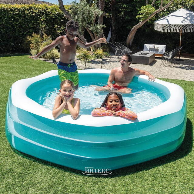 Семейный надувной бассейн Лазурная Гавань 254*56 см, клапан INTEX