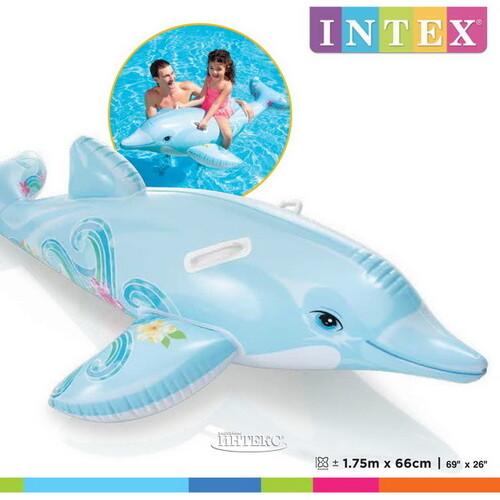 Надувная игрушка Дельфин 175*66 см, до 40 кг, голубой INTEX