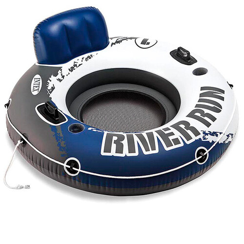 Надувной круг-кресло River Run с сетчатым дном 135 см синий INTEX