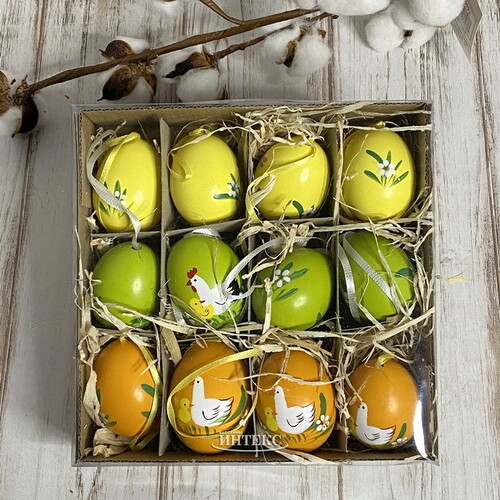 Пасхальные украшения Яйца Easter Village 6 см, 11 шт, подвеска, уцененный Breitner