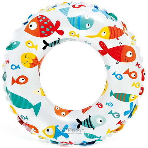 Надувной круг Цветной с рыбками 61 см INTEX