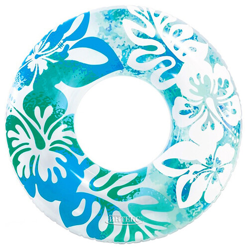 Надувной круг Цветочный Шейк 91 см голубой INTEX
