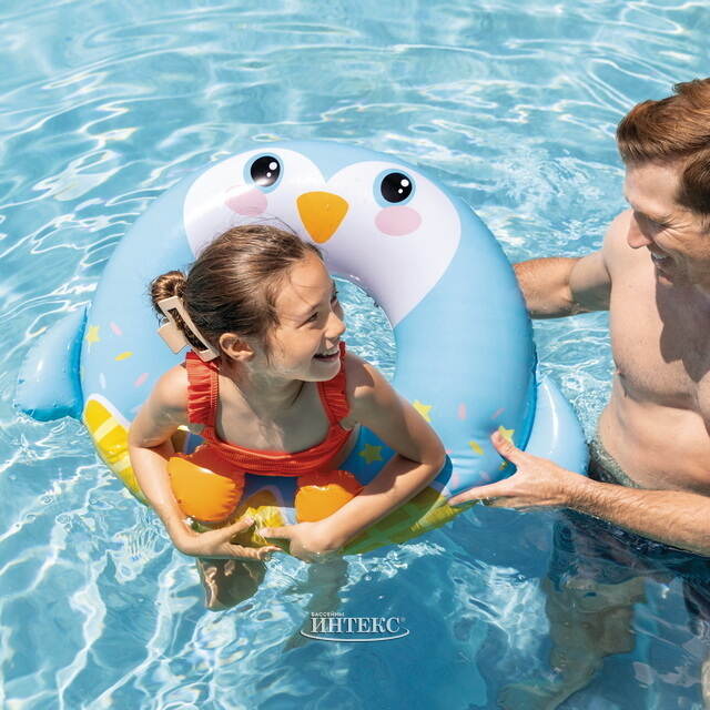 Надувной круг для купания Пингвин 91*76 см INTEX