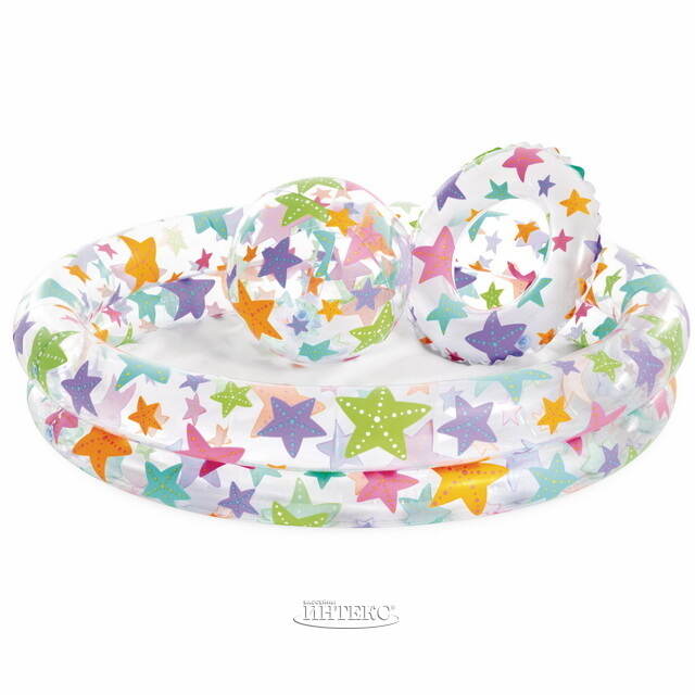 Детский бассейн Морские Звезды 122*25 см с мячом и кругом INTEX (Интекс)