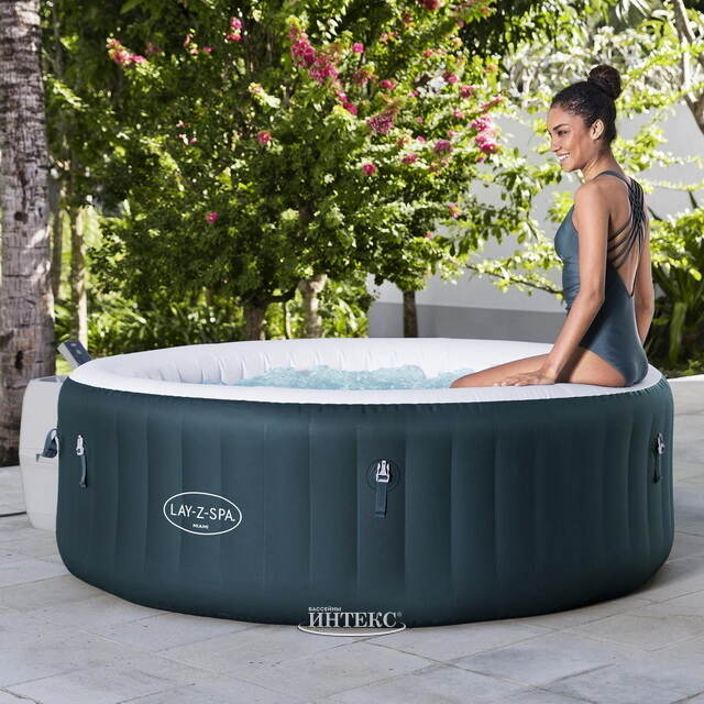 Надувной бассейн-джакузи Lay-Z-Spa: Miami EnergySense 196*66 см, аэромассаж, теплосберегающий тент Bestway