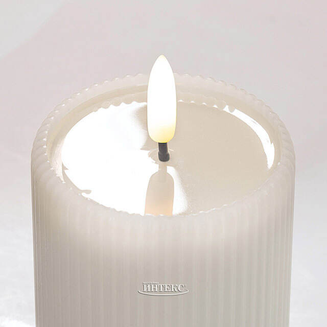 Светодиодная свеча с имитацией пламени Мокколо 10 см белая, с пультом EDG (ЭДГ)