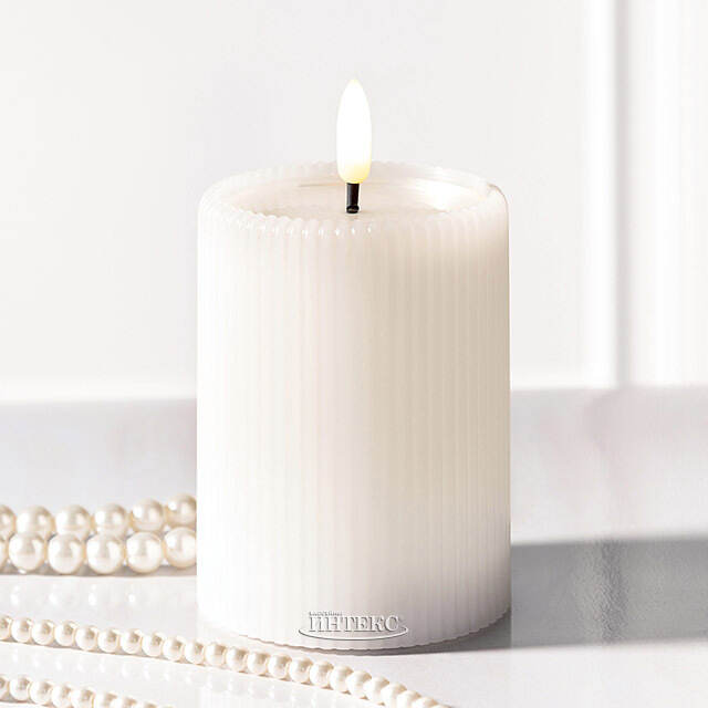 Светодиодная свеча с имитацией пламени Мокколо 10 см белая, с пультом EDG (ЭДГ)