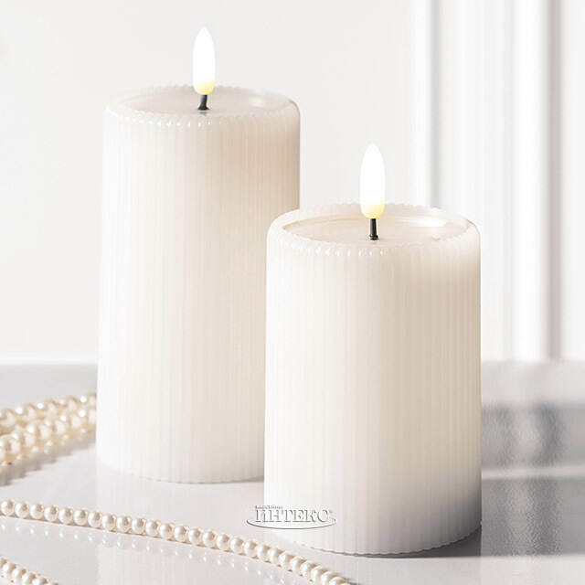 Светодиодная свеча с имитацией пламени Мокколо 13 см белая, с пультом EDG (ЭДГ)