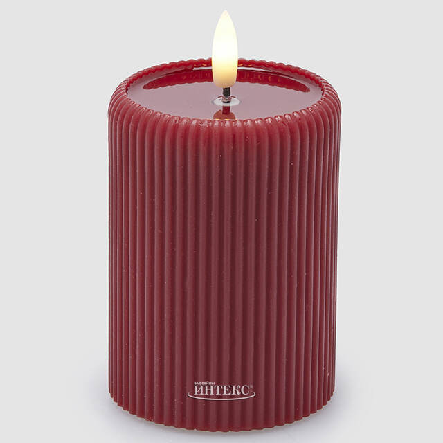 Светодиодная свеча с имитацией пламени Мокколо 10 см бордовая, с пультом EDG (ЭДГ)