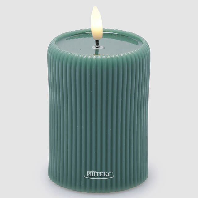 Светодиодная свеча с имитацией пламени Мокколо 10 см бирюзовая, с пультом EDG (ЭДГ)