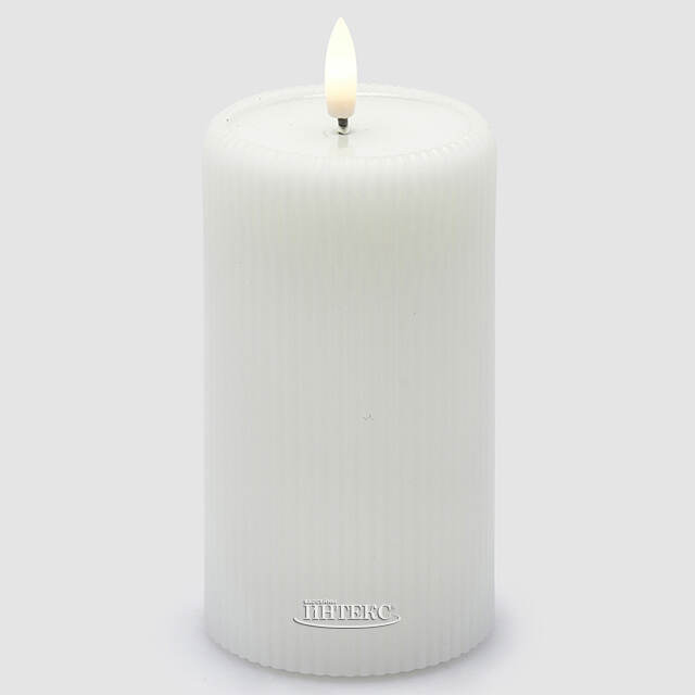 Светодиодная свеча с имитацией пламени Moccolo 13 см белая, с пультом EDG