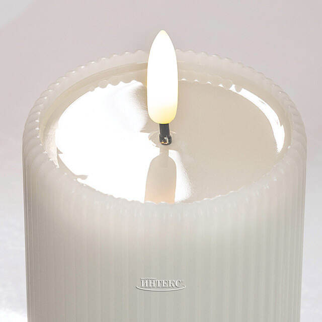 Светодиодная свеча с имитацией пламени Мокколо 13 см белая, с пультом EDG (ЭДГ)