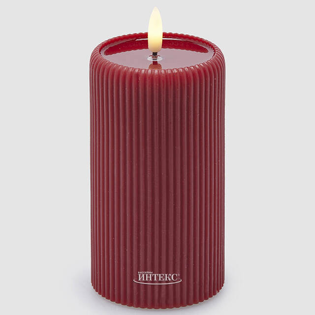 Светодиодная свеча с имитацией пламени Moccolo 13 см бордовая, с пультом EDG