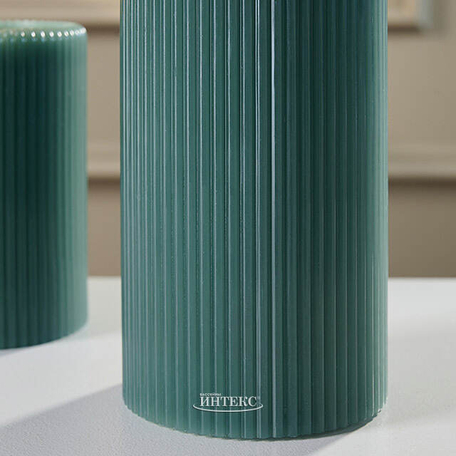 Светодиодная свеча с имитацией пламени Мокколо 13 см бирюзовая, с пультом EDG (ЭДГ)