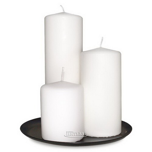 Набор свечей столбиков с подсвечником, 3 шт, белые Омский Свечной